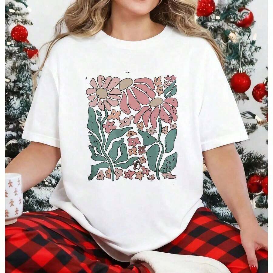 1 Pieza de Camiseta Casual de Moda para Hombres y Mujeres.Versátil, fácil de combinar, adecuada para uso diario, estilo urbano, ropa de vacaciones, ropa de fin de semana. - Blanco - Ver 1