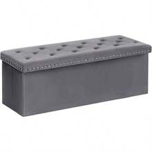 Footstool With Storage Function, Foldable Bench Seat, Suitable For Footstools In Living Rooms, Bedrooms, And Corridors - Grey - View 2
