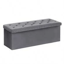 Footstool With Storage Function, Foldable Bench Seat, Suitable For Footstools In Living Rooms, Bedrooms, And Corridors - Grey - View 3