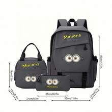 Miniso Bộ 3 món Minions màu xám gồm balo, túi đựng laptop, túi giữ nhiệt và hộp bút, thích hợp cho văn phòng, học tập và du lịch. - Xám - Xem 5
