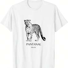Jaguar Pant - Experience The Spirit Of Wild Brazil T-Shirt220G heavyweight 100% cotton T-shirt.  with butterfly print pattern, suitable for girls and wo's short sved round neck inspirational shirt, cute aesthetic Y2K style summer top, suitable for outdoor, family, work or street wear casual loose daily T-shirt - Blanco - Ver 1