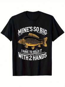 1 pieza, Camiseta Divertida de Pesca de Carpa para Hombre, Camiseta Casual Negra con Estampado de Pato y Cuello Redondo de Manga Corta, Regalo de Pesca - Perfecta para el Entretenimiento al Aire Libre en Verano - Negro - Ver 8