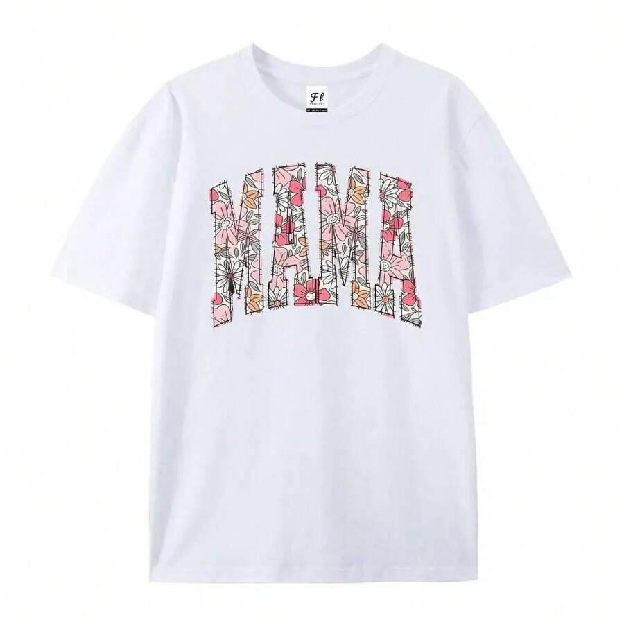 Boho Floral Mama T-Shirt, Mother's Day Gift, Spring T-Shirt For Mom, Lovely Gift For Mom, Oversized T-Shirt For Women, Floral Mama T-Shirt - 白色 - 查看 1