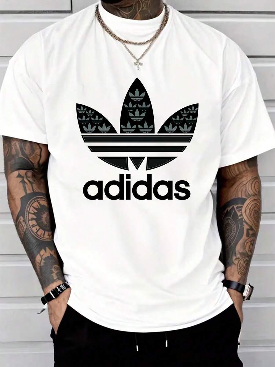 Men's Casual Short Sleeve T-Shirt Crew Neck Cotton Loose Fit Summer Top - White - View 1