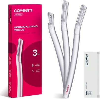 CAVEEM Dermaplane Razor For Women, Dermaplaning Tool - Face Razors For Women And Men, Eyebrow Trimmer And Facial Hair Removal Shaver, Gentle Exfoliation Blades Epilator For Men (3 Count)