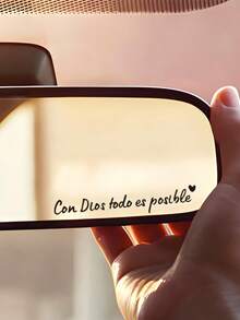 1pc Inspirational "Con Dios Todo Es Posible" Car Rear View Mirror Stickers - Spanish Style Vinyl Decals For Doors, Windows, Walls, Laptops & Home Decor - Self-Adhesive, Asymmetrical Shape - A - View 9