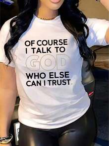 Soft, Breathable, And Lightweight For All-Day Comfort. Of Course, I'll Talk To God. Women's Casual Short Sleeve T-Shirt, 1 Piece, 100% Heavyweight Cotton - Comfortable, Soft, And Pretty Crew Neck. Classic Crew Neck With A Relaxed Fit That Flatters All Body Shapes And Is Easy To Pair With Jeans, Shorts, And Leggings. - 黑色 - 查看 10