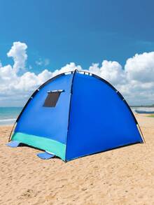Outdoor Windproof Sunshade Canopy - Easy To Set Up Beach Sunshade For Summer Vacation And Picnic - Sky Blue - View 6