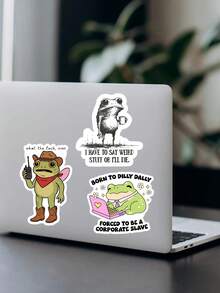 Funny Corporate Frog Sticker – "Born To Dilly Dally Forced To Be A Corporate " Meme Decal For Laptop Water Bottle, Waterproof Vinyl Sarcastic Work Life Sticker Gift - A - View 6