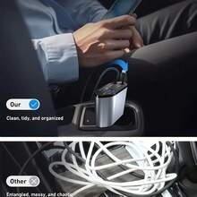 Cargador de coche retráctil 4 en 1 USB C de carga rápida con cables duales Tipo-C y 2 puertos de carga con pantalla de voltaje compatible con iPhone 17/16 Pro Max Galaxy Note - Multicolor - Ver 8