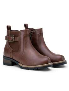 Low Heel Chelsea Ankle Boots For Women Side Zip Short Booties - Mocha Brown - View 7