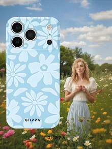 GIIPPA 1 Piece Vintage Floral Pattern Phone Case, Soft Blue Base, Fits 17 Pro Max, 16 Pro Max, 15 Pro Max, 14 Pro Max, Korean Stylish & Elegant Design, Suitable For 11/12/13/14/15/43 Pro Max Plus, Great Gift For Girlfriend On Christmas, Valentine's Day, Easter, Wedding Season And Birthday - Light Blue - View 6