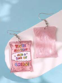 1 Pair Creative Funny Unique Exquisite Cute Cartoon Slogan Pearl Acrylic Dangle Earrings, Suitable For Women's Daily Outfit, Festivals And Parties - Multicolor - View 4