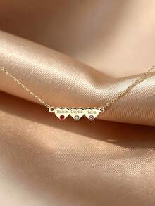 Bộ vòng tay và dây chuyền đá quý theo tháng sinh, bộ vòng tay và dây chuyền hình trái tim, vòng tay khắc tên, vòng tay dành cho bà, vòng tay dành cho mẹ, quà sinh nhật, quà Ngày của Mẹ cho người thân yêu. - Kiểu trái tim - Xem 3