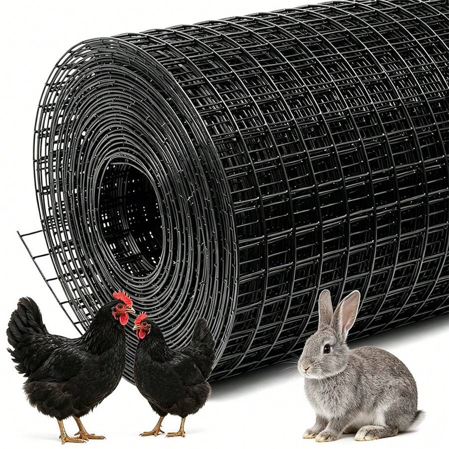 Chicken Wire Fencing Hardware Cloth 1/2inch 24inx100ft PVC Wire Mesh Vinyl Coated Fence Rust Resistant Welded Metal Roll For Home Garden Plant Rabbit Cage Poultry Wire,19 Gauge Welded Chicken Wire Fencing For Chicken And Home Improvement Projects