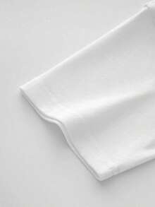 Camiseta de dibujo estampado, casual, cómoda, cuello redondo, manga corta, top para mujer - Blanco - Ver 4