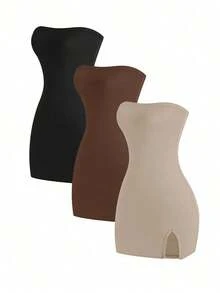 Vestido ajustado bandeau de 3 piezas para mujer, para atuendos de Año Nuevo - Multicolor - Ver 7