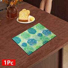 1pc Fresh Blue & Green Chrysanthemum Pattern Absorbent Dish Drying Mat, Espresso Machine Countertop Absorbent Mat, Sink Drain Mat, Soft Faucet Absorbent Mat, Sink Cup Mat, Home & Kitchen, Bathroom Accessories - Multicolor - View 13