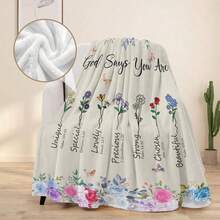 Christian Gifts For Women, Soft Blanket With Flowers And Bible Verse, Spiritual Flannel Throw For Sofa, Religious Gifts For Women, Home Decor Air-Conditioned Blanket, 280 G/M² Flannel Fabric, Single-Sided Print - 白色 - 查看 3