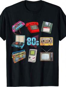 Camiseta para fiesta temática y fiesta de los 90, transpirable y cómoda. - Negro 7 - Ver 1