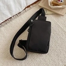 Túi đeo ngực tối giản đa năng, ba lô unisex phong cách thường ngày, túi nhỏ gọn thiết yếu với ngăn đựng tiền xu dung tích lớn. - màu đen - Xem 9