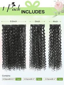 WIGGAGA Extensiones de cabello sintético rizado de 26 pulgadas en negro/marrón/marrón degradado/gris degradado, 150g 6 piezas de piezas de cabello ondulado largo con clip - Negro - Ver 4
