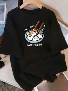 Camiseta holgada de cuello redondo para mujer, colección verano 2025, cómoda y casual, perfecta para un estilo juvenil y vibrante de uso diario - Blanco - Ver 4