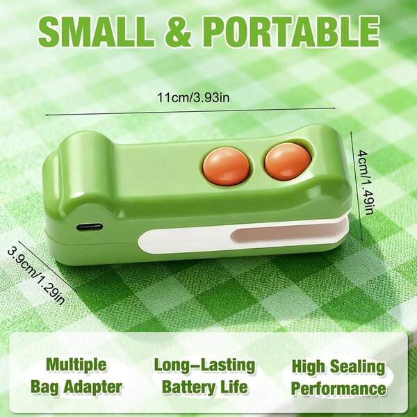 2-In-1 Mini Bag Sealer And Cutter, Rechargeable Handheld Food Storage Sealer, Portable Crocodile Design For Chips And Snacks, Kitchen Storage Solution
