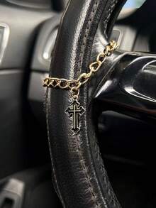 1pc Cross-Shaped Steering Wheel Pendant, Unique Cross Decor Accessory For Car - Steering Wheel Chain - View 9