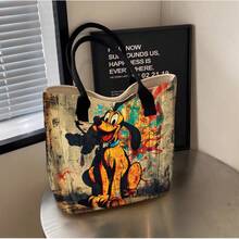 1pc Disney Mickey Mouse Style Shoulder Bag, Cartoon Canvas Bag, School And Office Storage Bag - Rectangle - View 7