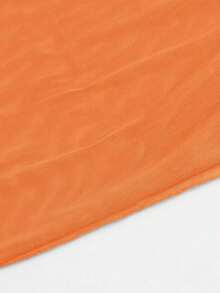 Falda pareo de malla de color sólido, perfecta para vacaciones en la playa. - Naranja - Ver 5