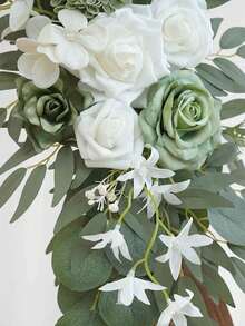 2pcs/Set Artificial Lavender Rose Wedding Arch Flowers, Suitable For Wedding Welcome Sign And Arch Decoration (Lavender Green) - Green - View 5