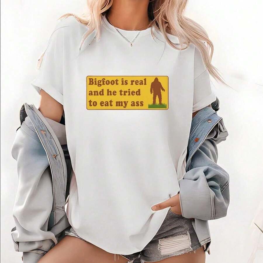 Funny Meme T-Shirt, Bigfoot T-Shirt Is Real GGH9 R1BC - White - View 1