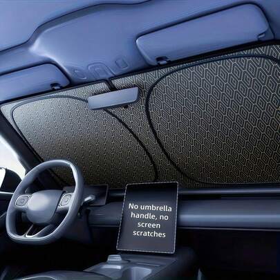 2026 New Portable Heat-Resistant Sun Shade, Titanium Silver Sun Visor Designed Specifically For Automotive Windshield, Size 31.5*55.91 Inches, Fits Most Vehicles. Foldable Design For Easy Storage, 4-Layer Rhombus Physical Protection Structure Provides Effective Heat Insulation And Shading, Quickly Creates A Refreshing Driving Environment, Easy To Install High-Utility Car Interior Accessory