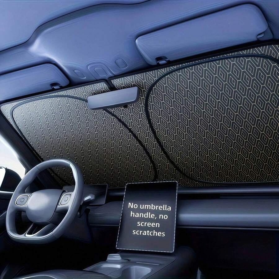 2026 New Portable Heat-Resistant Sun Shade, Titanium Silver Sun Visor Designed Specifically For Automotive Windshield, Size 31.5*55.91 Inches, Fits Most Vehicles. Foldable Design For Easy Storage, 4-Layer Rhombus Physical Protection Structure Provides Effective Heat Insulation And Shading, Quickly Creates A Refreshing Driving Environment, Easy To Install High-Utility Car Interior Accessory - A - View 1