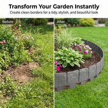 GROWSUN 36PCS Garden Border Edging, Stone-Look Plastic Landscape Edging For Outdoor Decor, Lawn & Garden Separation, Vegetable Beds, Yard And Garden Decoration - B - View 6