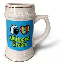 3dRose Bright Eye Heart I Love Whipped Cream - Stein Mug 18oz 22oz White - Blanco - Ver 7