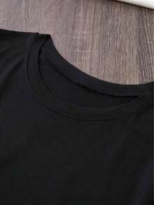 Camiseta de manga corta con cuello redondo para mujer, estampado festivo de Oriente Medio, informal, cómoda y elegante para uso diario, diseño estampado y cómodo con cuello redondo, camiseta holgada de talla grande. |   Diseño exquisito |   Suelto y cómodo |   Fácil de combinar | - Negro - Ver 3