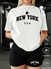 180 g Hecho en México, Moda Primavera/Verano 2026 Camiseta de manga corta, Estampado de dibujos animados, Estilo para parejas, Ropa interior/exterior, Cuello redondo informal para la oficina, Top unisex de una pieza - Blanco - Ver 1