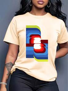 [Officially Licensed World Cup] 2026 World Cup, Short Sleeve T-Shirt With Fun Football Print, Urban Style Print Design, Summer Top, Must-Have For Fans, Available In Couple Styles (Men & Women), Great Birthday Gift For A Boyfriend. - 杏色 - 查看 1