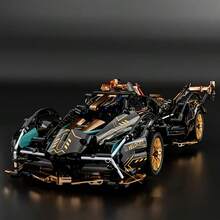 900片限量版超級跑車模型套件－時尚黑金配色－DIY機械組裝－高品質ABS塑料－可堆疊車輛套組－適合積木愛好者、模型製作者與汽車玩具收藏家 - 彩色 - View 1