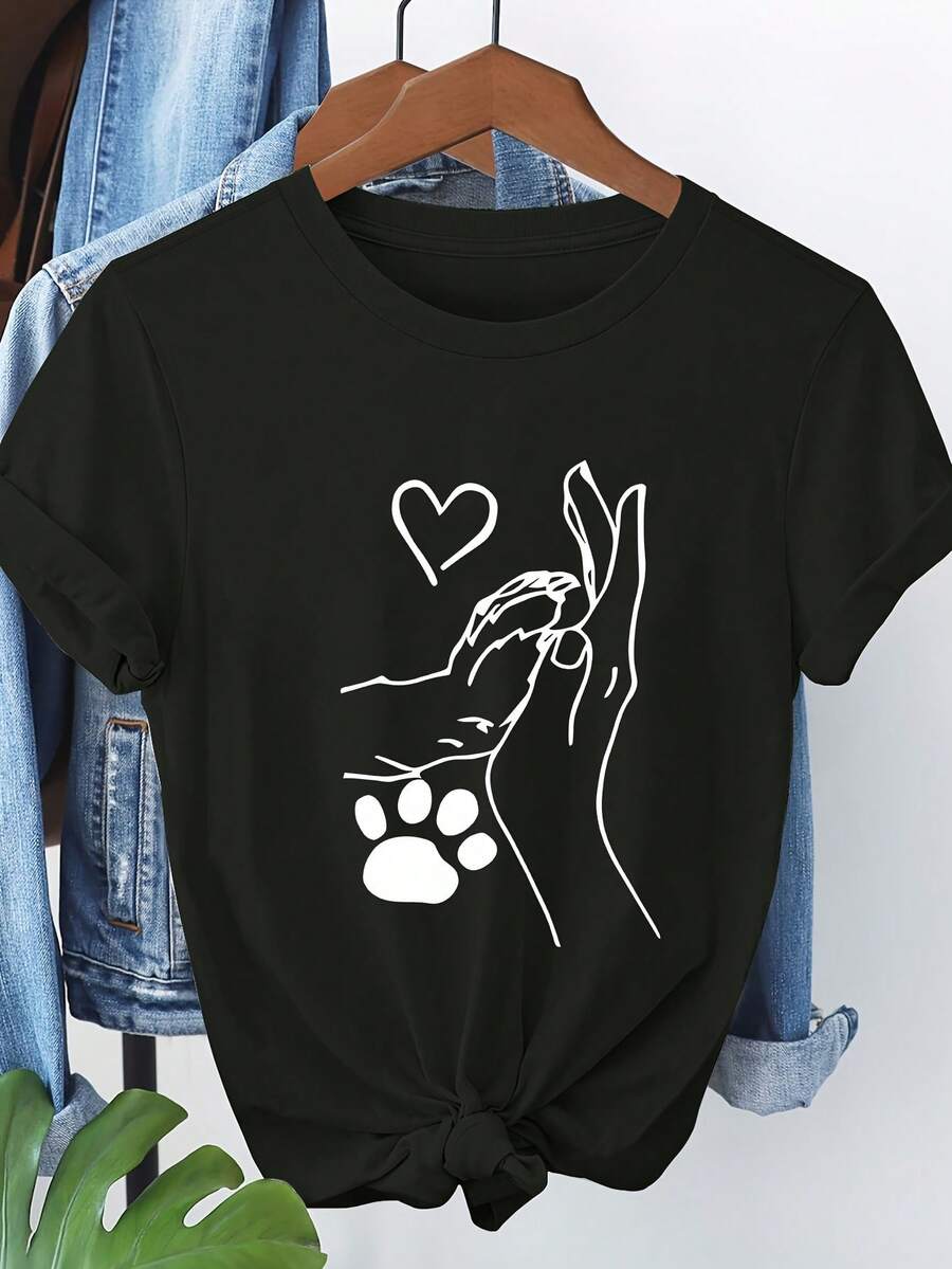 Camiseta de manga corta con estampado 8076 - Oscuro - Ver 1