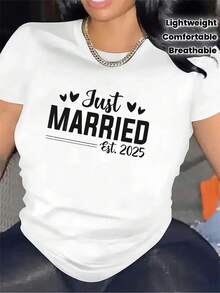 Exclusive Polyester T-Shirt For Newlyweds, Ideal For Celebrations In Restaurants, Durable And Comfortable Fabric, Elegant Design With Heart-Shaped Detail, An Excellent Wedding Gift, Lightweight And Breathable Material. - 黑色 - 查看 7