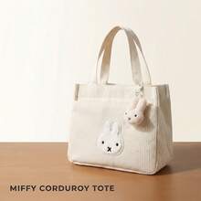 Túi tote nhung kẻ hình thỏ hoạt hình dễ thương chính hãng MIFFY, trang trí mặt thỏ bông, nhẹ và dễ mang theo, có thể dùng làm hộp đựng cơm trưa, túi đựng tã, hộp đựng đồ dung tích lớn, balo nữ hàng ngày tiện dụng đi du lịch mua sắm đi làm đi học, quà tặng phong cách Y2K dễ thương dành cho nữ. - Nhiều màu - Xem 10