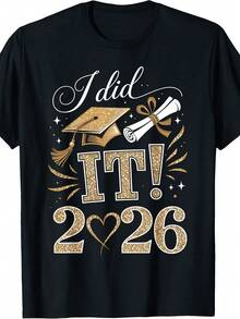 Lo Hice Camiseta Unisex para Graduados de 2026 Todas las Tallas - Negro - Ver 1