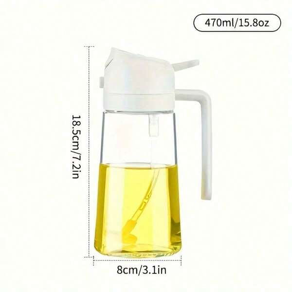 1pc 2-In-1 Dual-Use Oil Dispenser & Sprayer, High Borosilicate Glass Bottle With Non-Drip Spout & Gravity Sensor Lid, Mess- Kitchen Cooking Tool For Air Fryer, BBQ, Salad, Easy To Clean