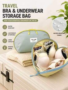 1pc Bra Storage Bag, Lightweight And Portable, Luggage Organizer With Multi-Compartments, Efficient Storage For Bras And Underwear, Suitable For Travel And Home Organization, Available In Multiple Colors, Zipper Closure, Essential Travel Accessory - Multicolor - View 4