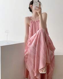 Women Long Dresses - Pink - View 3