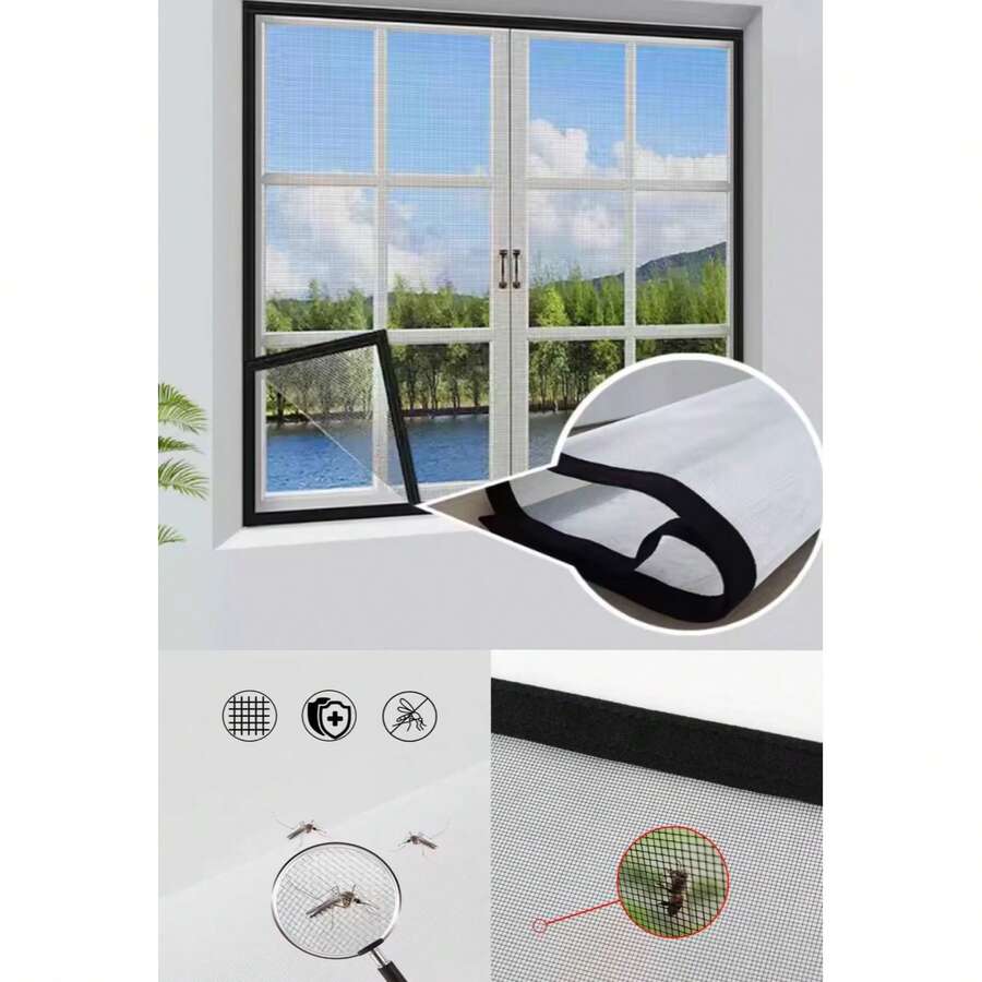 Black Hook And Loop Mosquito Screen, Multiple Sizes Available, Summer Essential - Screen Windows - View 1