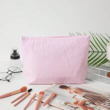 Personalized Fine Striped Cosmetic Bag, Customizable Name Makeup Pouch, Bridesmaid Gift, Travel Toiletry Bag, Striped Wash Bag, Beach Purse, Gift For Women, Aesthetic - Multicolor - View 9